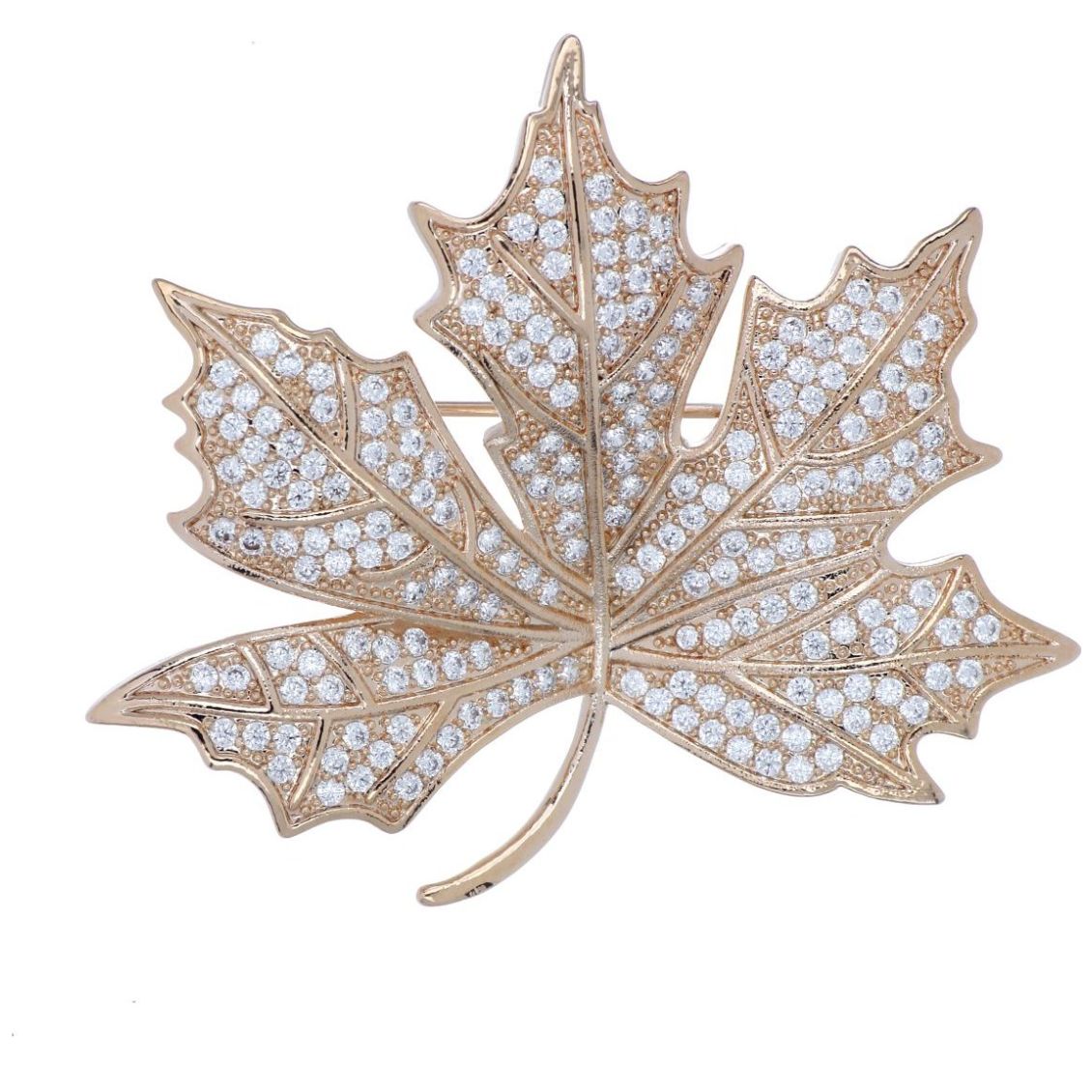 Broche Hoja Acabado Chapado Oro Rosa Farfalla Bonetti