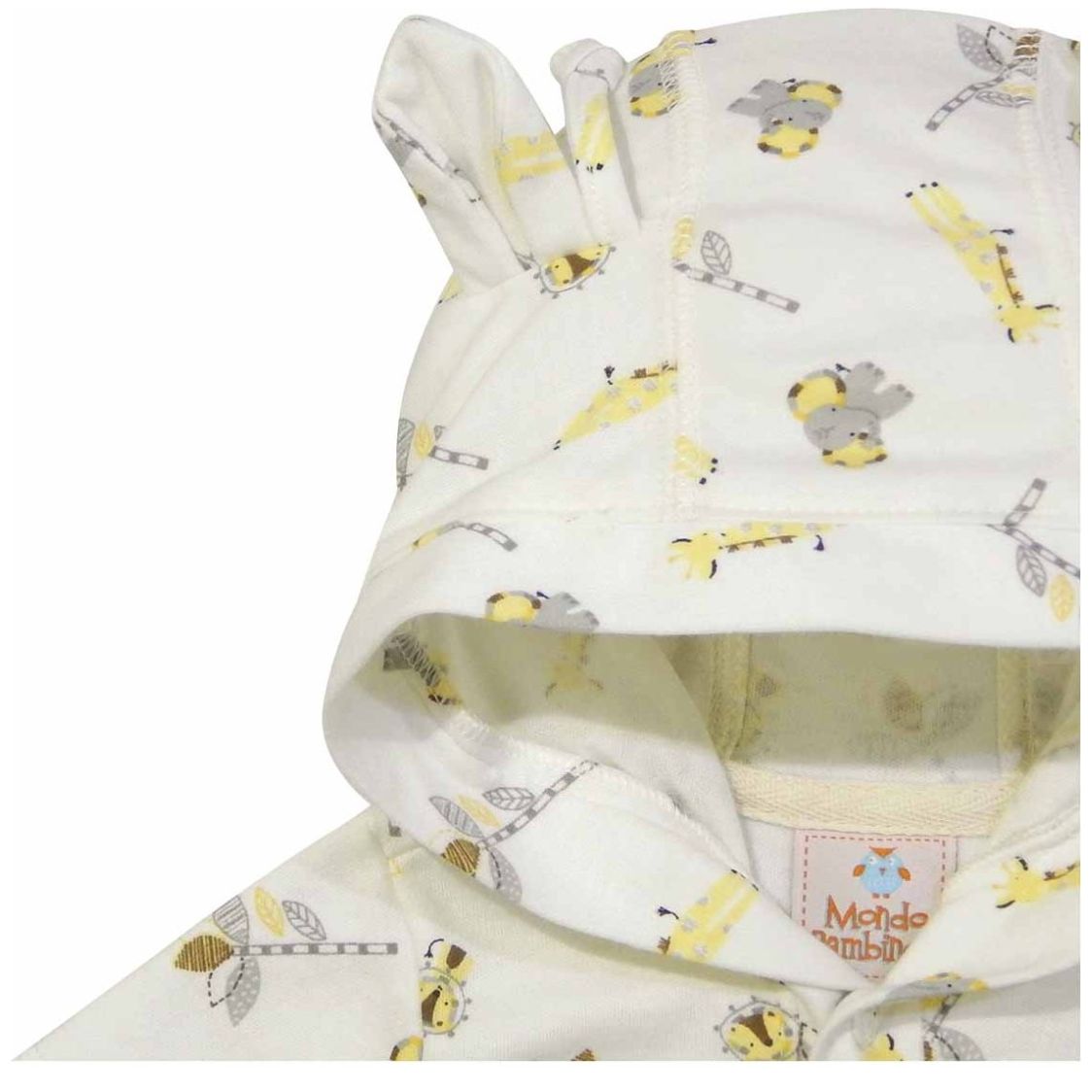 Conjunto para Bebé 2 Piezas Body Manga Corta Capucha con Orejas y Pantalón Amarillo Mondo Bambino