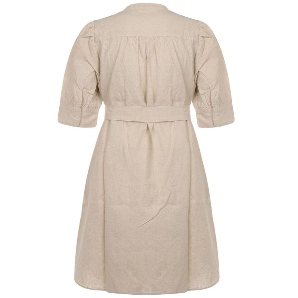 Vestido Lino de Manga Corta Life Styler para Mujer