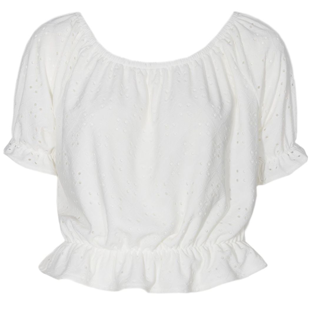 Blusa Manga Corta con Resorte en Cuello Limoncello para Mujer