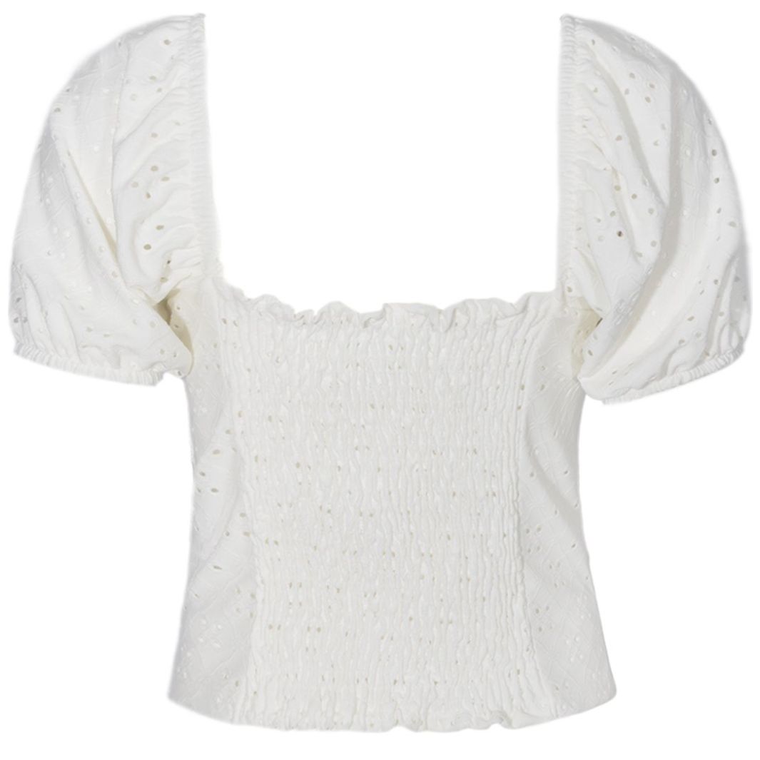 Blusa con Resorte en Cuello Limoncello para Mujer