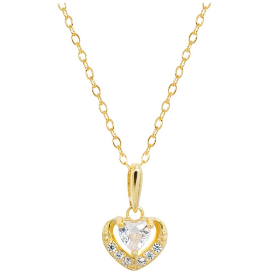 Cadena De Corazón De Plata Ley .925 Certificada Y Perla Natural Colgante