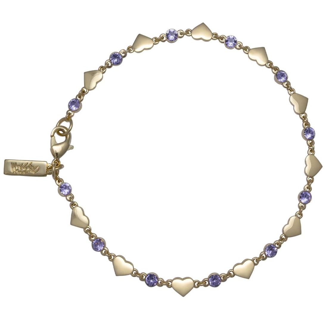 Pulsera Corazones y Cristales Facetados Violeta Mossimo