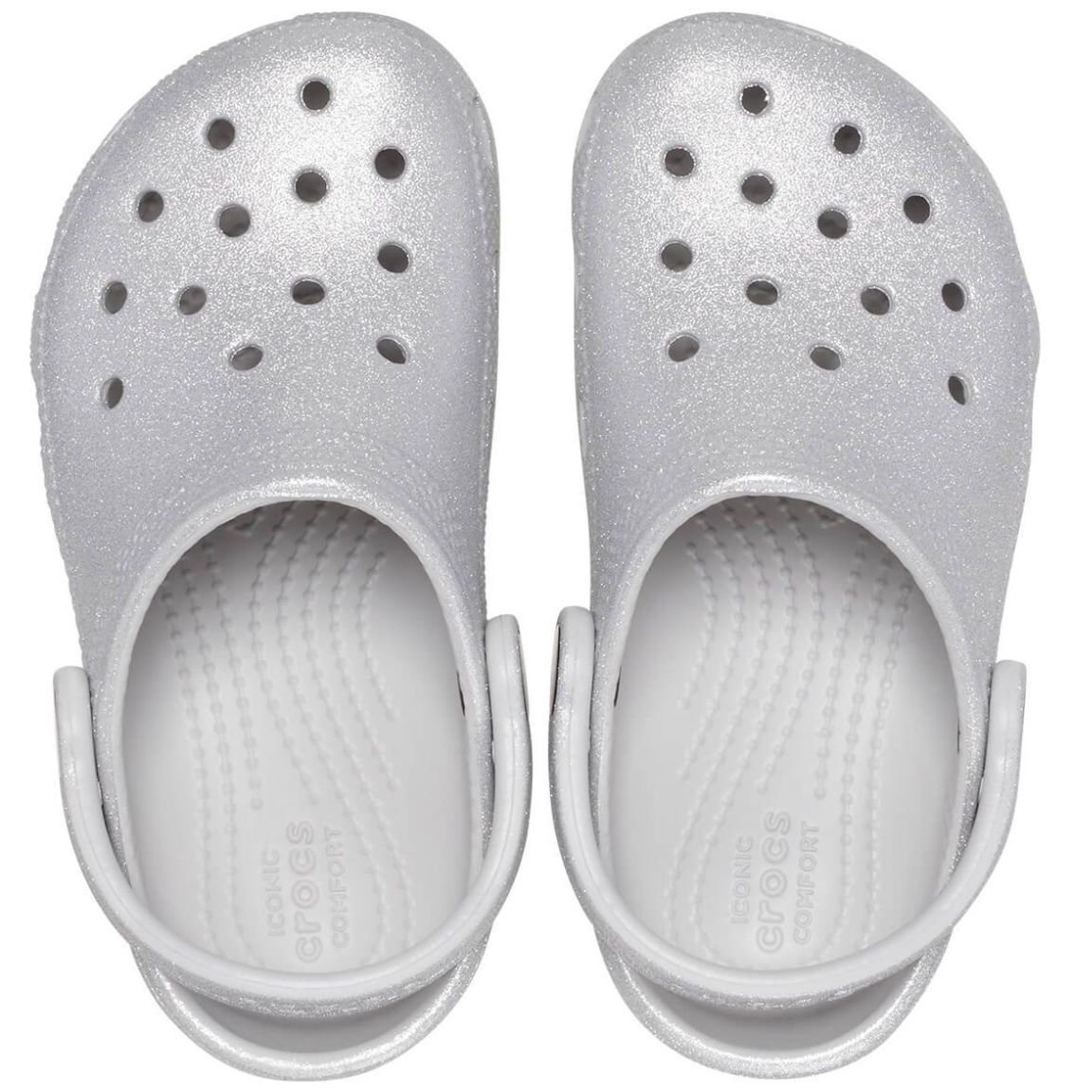 Sueco Crocs Classic Glitter 18-23 Plateado