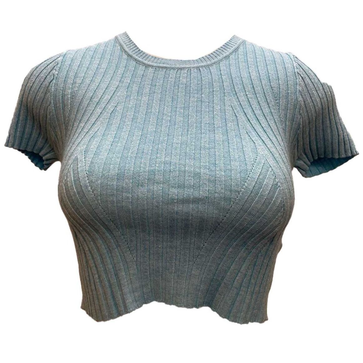 Blusa de Manga Corta con Cuello Redondo Uk para Mujer