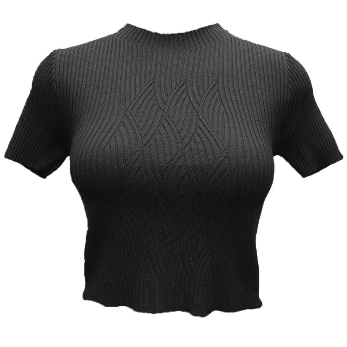 Blusa de Manga Corta con Cuello Redondo Uk para Mujer