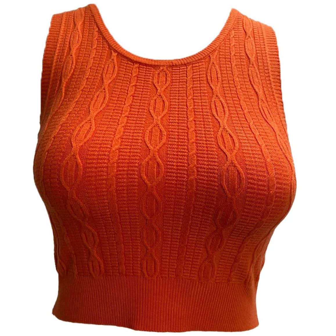 Blusa Sin Mangas con Tejido Y Cuello Redondo Uk para Mujer