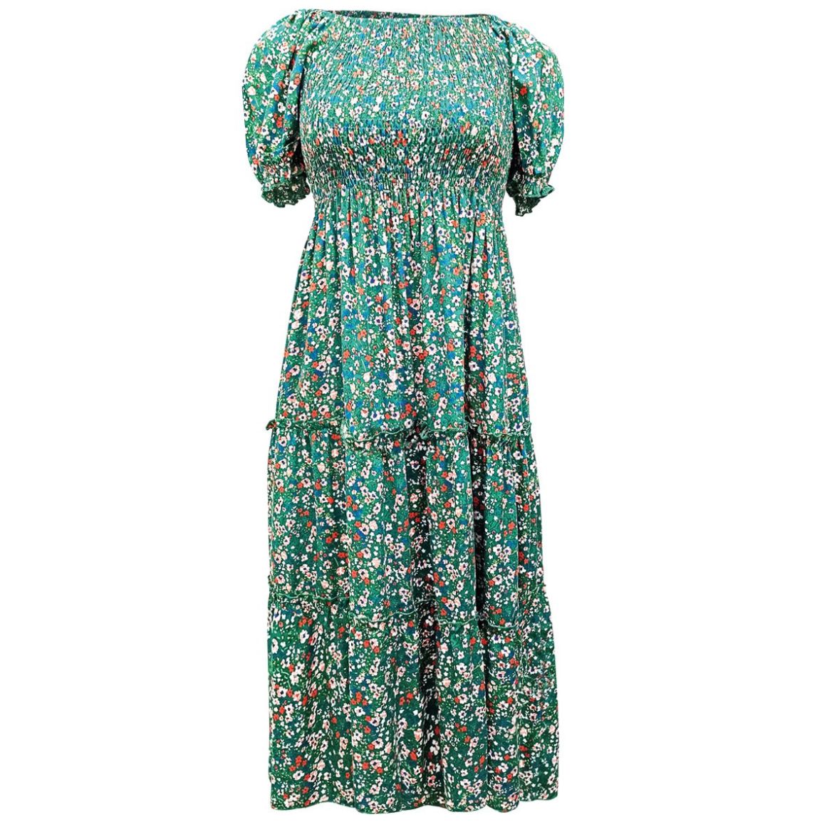 Vestido Dulce Guayaba Cuello Redondo y Diseño Estampado