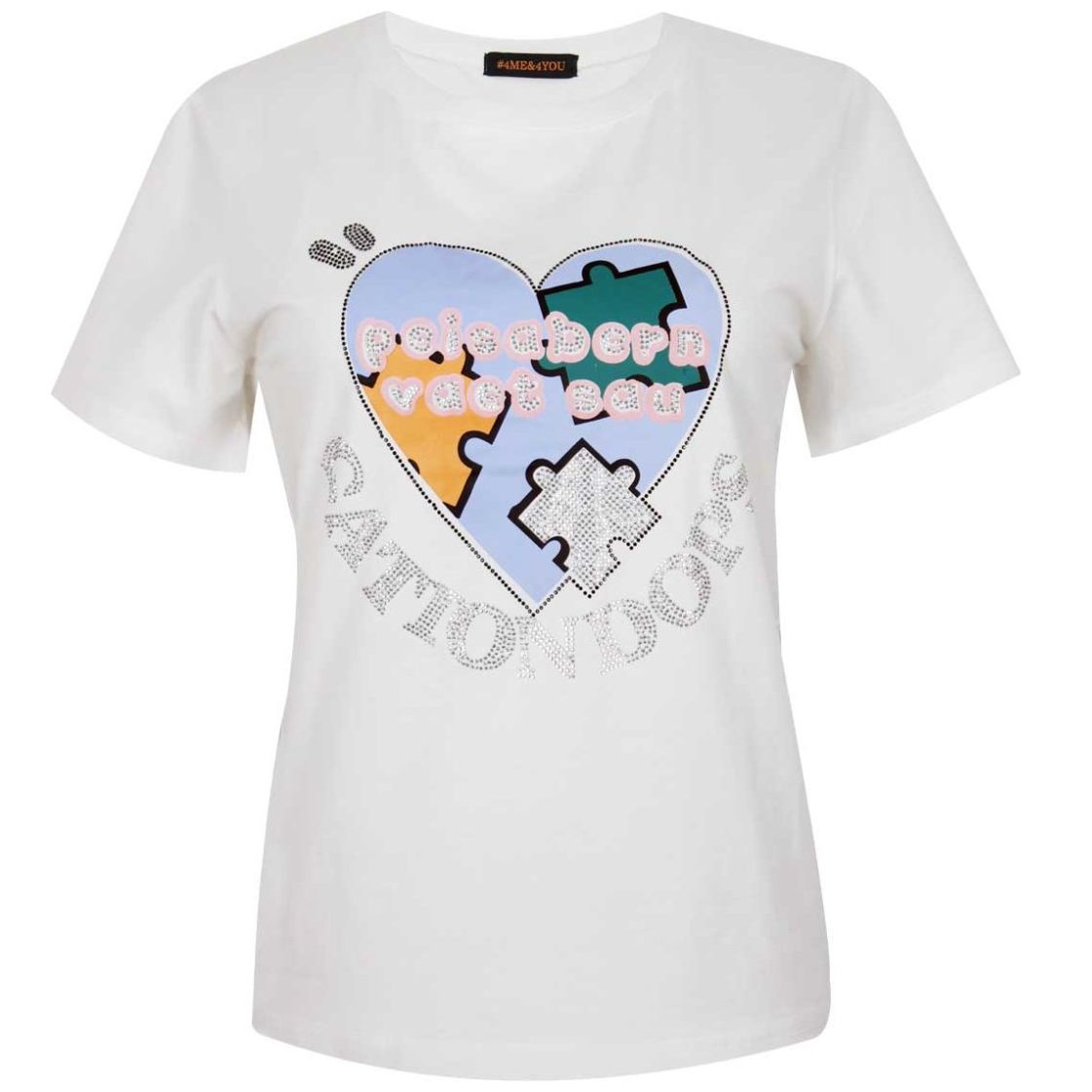 Playera con Estampado Corazón  #4Me&4You para Mujer