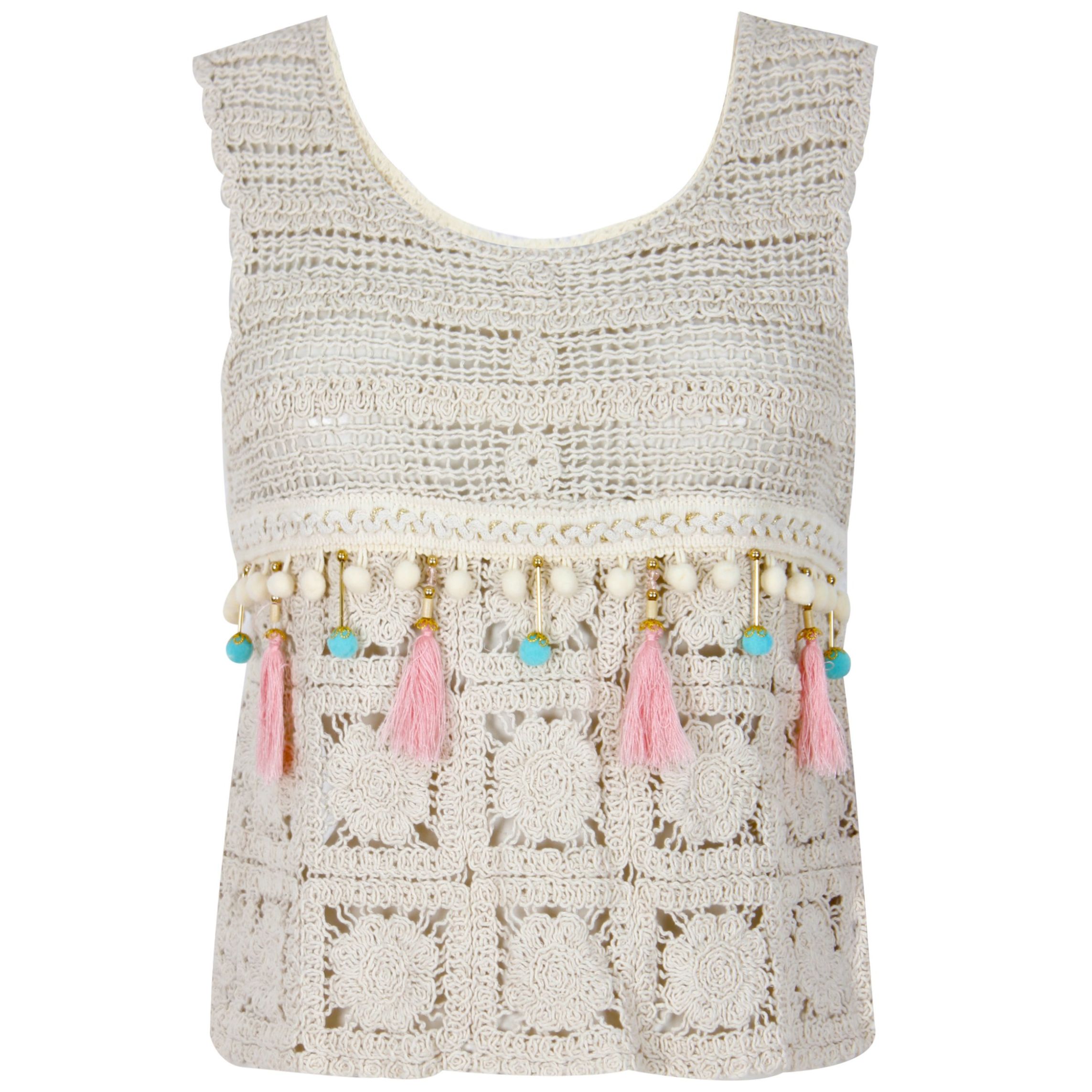 Top Diseño Crochet con Pompones  #4Me&4You para Mujer