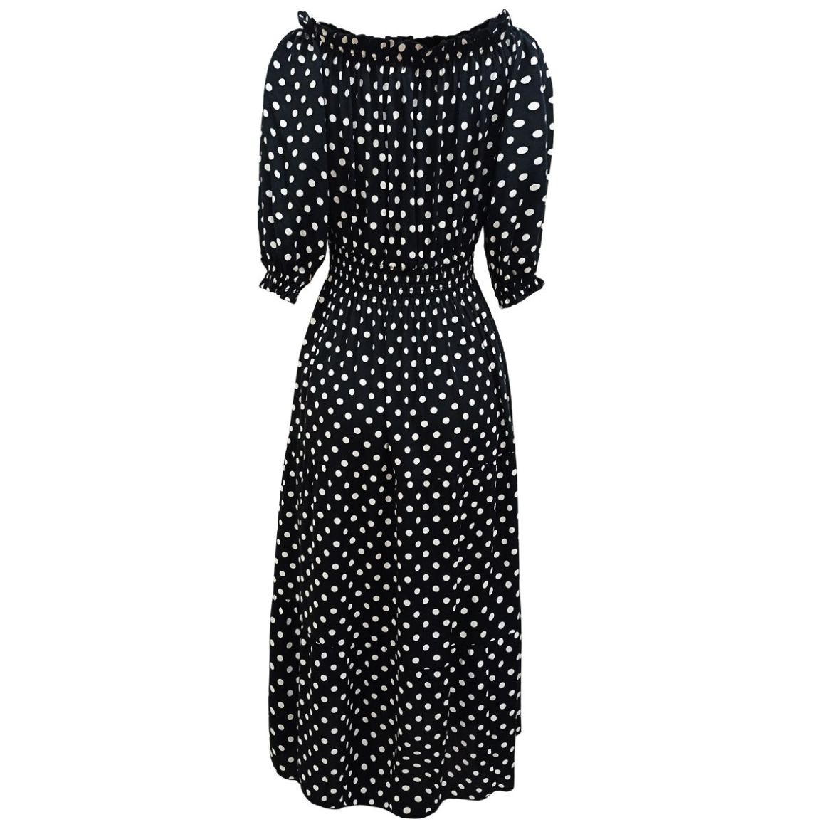 Vestido Largo Estampado de Lunares Banana Limón para Mujer