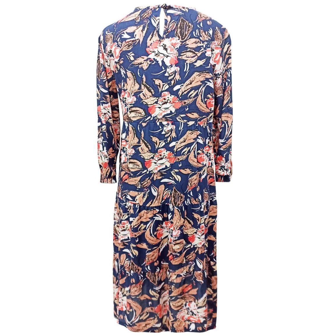 Vestido Manga 3/4 con Estampado de Flores Dulce Guayaba para Mujer