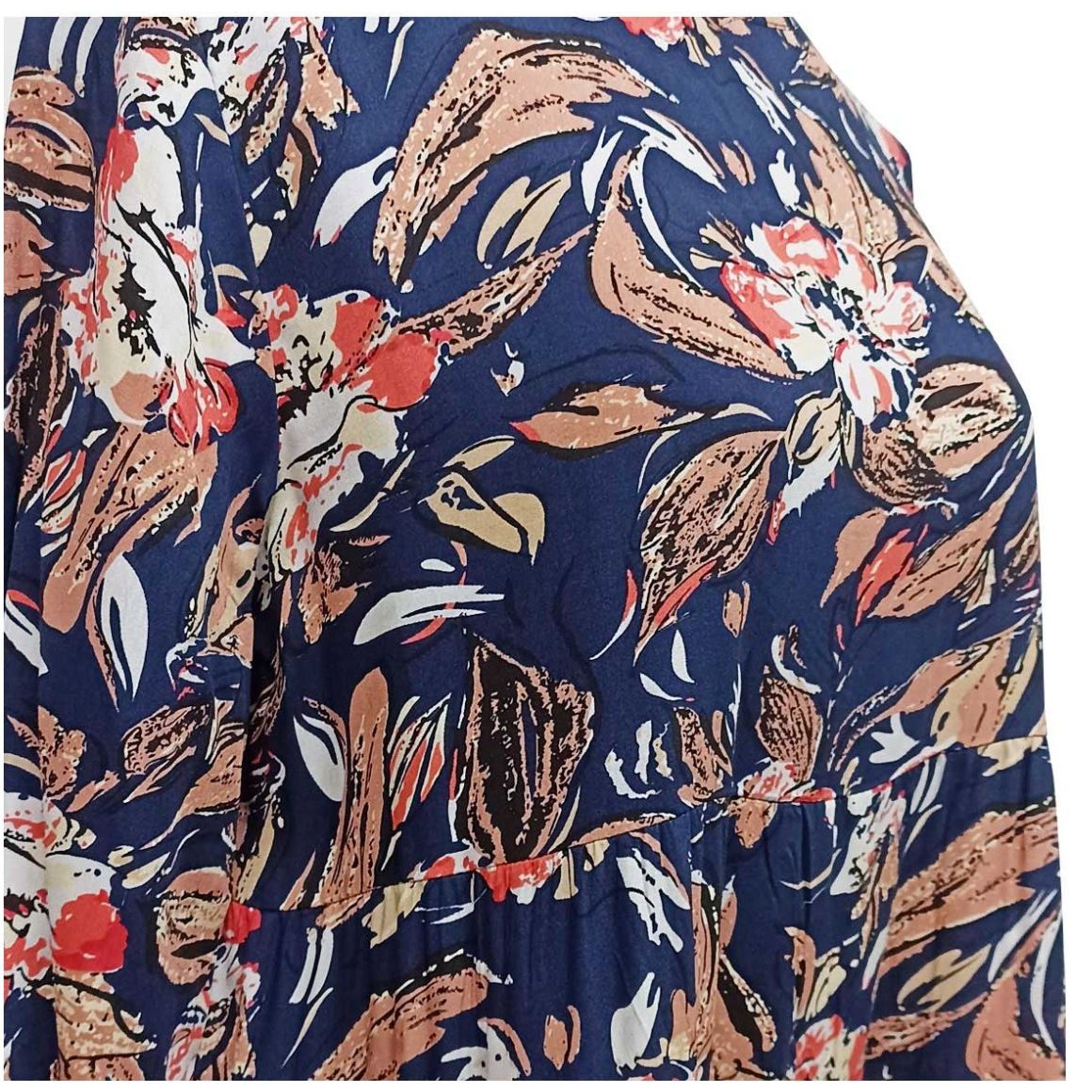 Vestido Manga 3/4 con Estampado de Flores Dulce Guayaba para Mujer