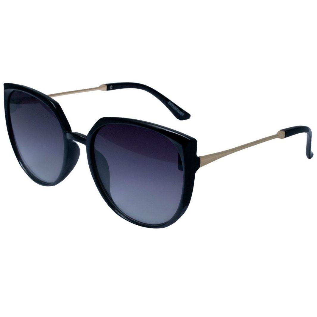 Lentes de Sol Redondos Pasta Negra Micas Negras Emanuel Ungaro