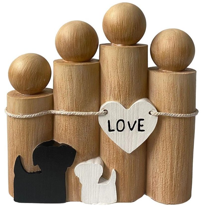 Figura Familia y Love Perro Vintage Home