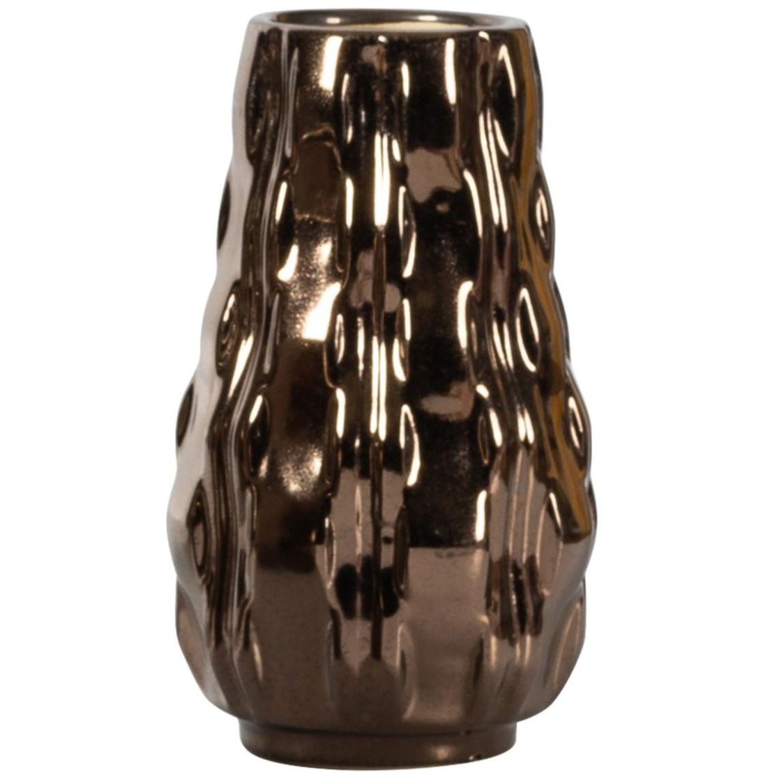 Vasija Cerámica en Relieve Bronce Vintage Home