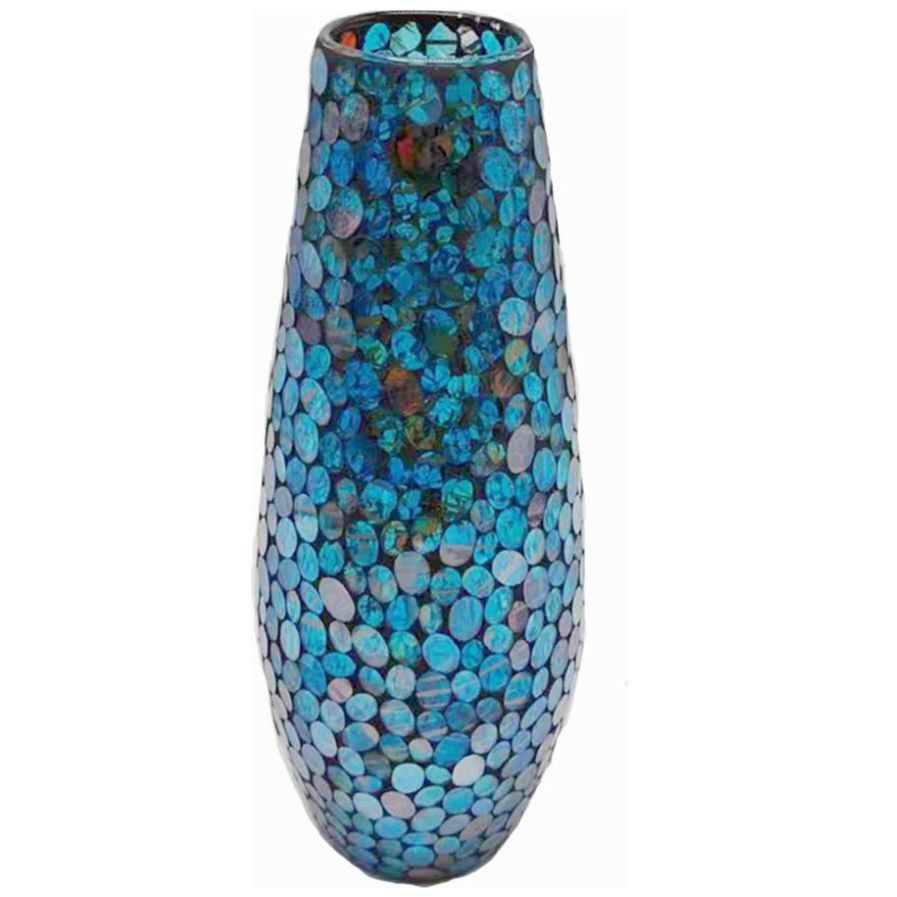 Vasija Mosaico Azul Pavo Real Vintage Home