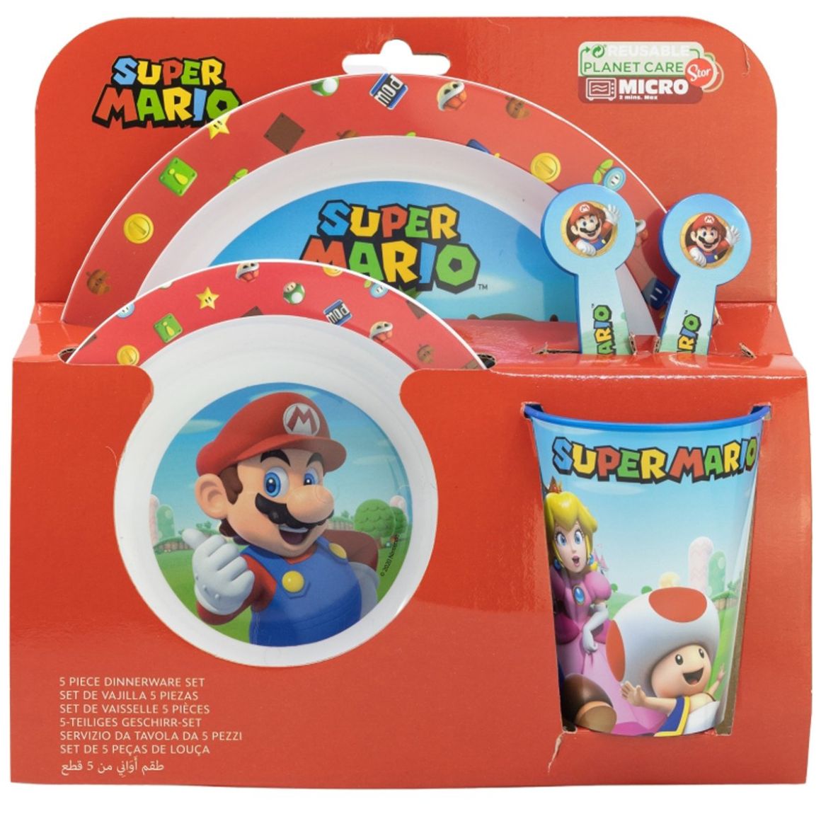 Set Vajilla Infantil 5 Piezas Super Mario