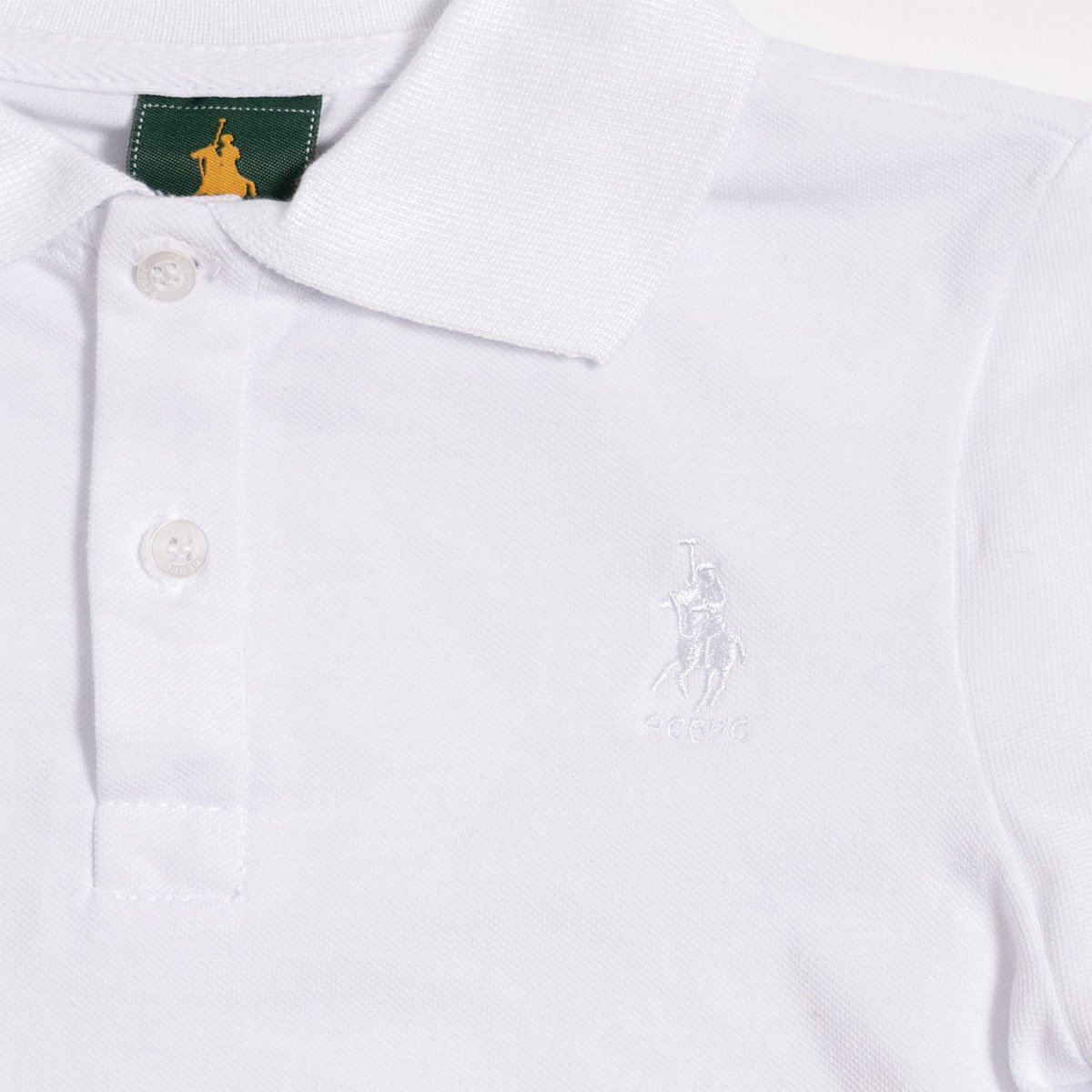 Playera para Niño Cuello Tipo Polo Manga Corta Escolar Blanca Royal Polo Club