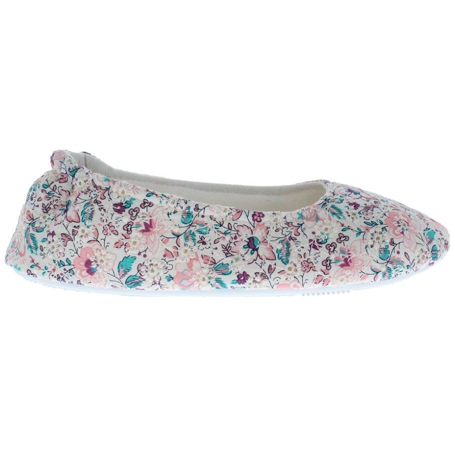 Pantufla Ballerina con Flores Confort Fit