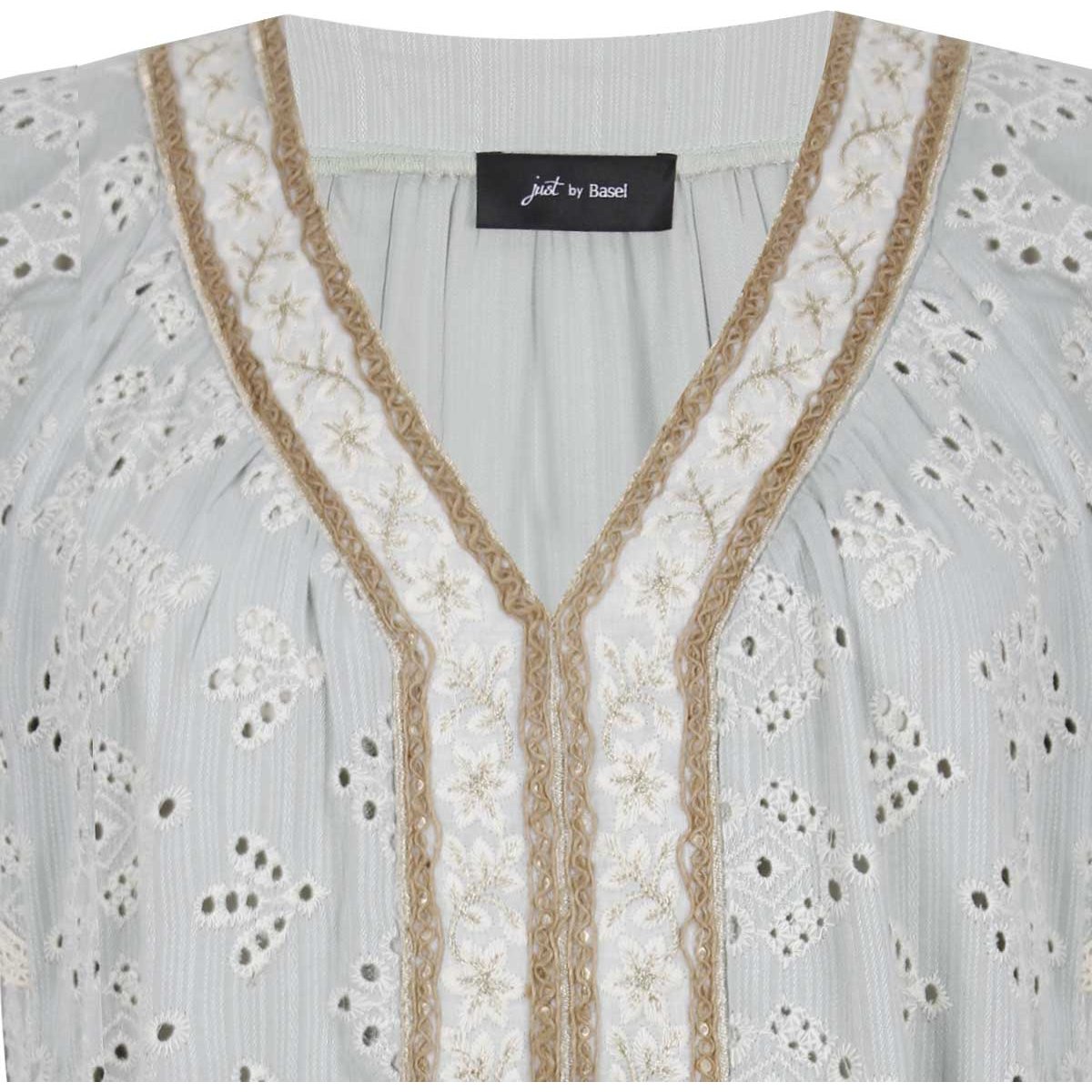 Blusa Just By Basel Hombro Caído Diseño Tejido Eyelet