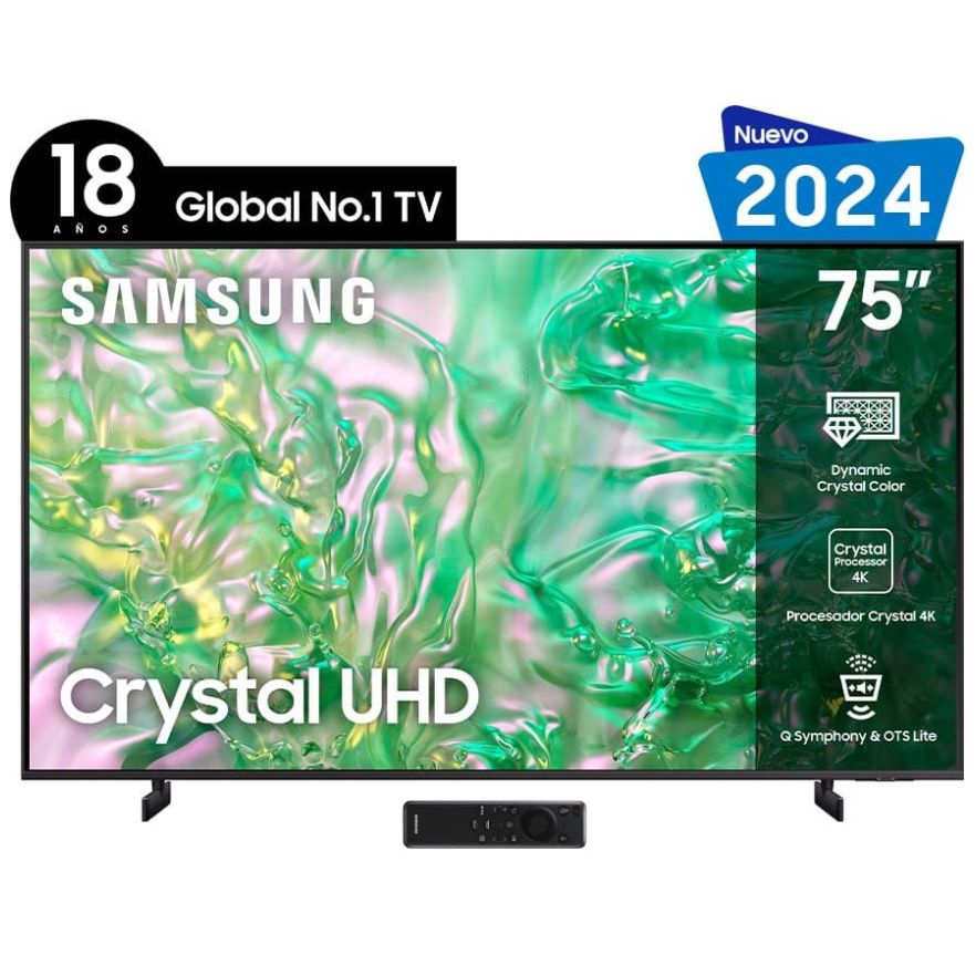 Pantalla Samsung 75 Pulgadas 4K Crystal Uhd Un75Du8000Fxzx