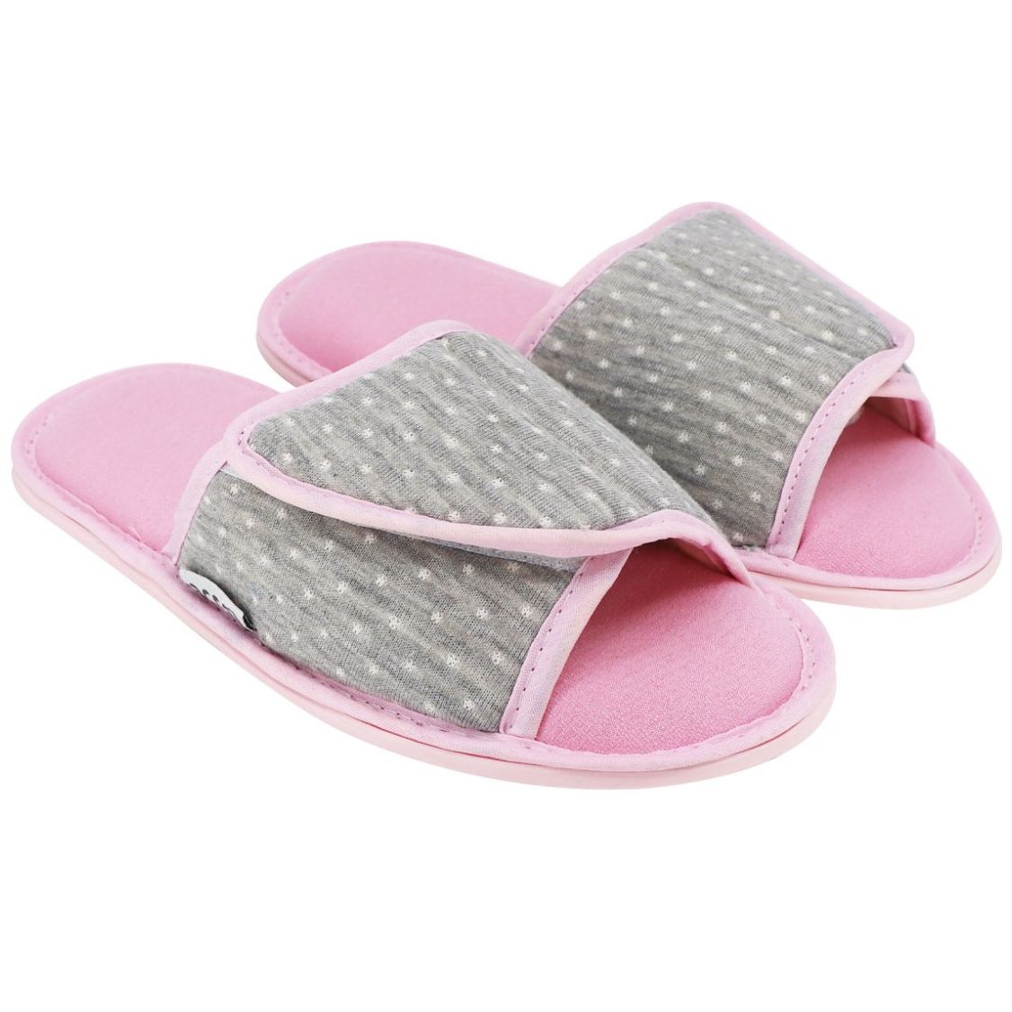 Pantufla Puntos con Velcro Gris Arra