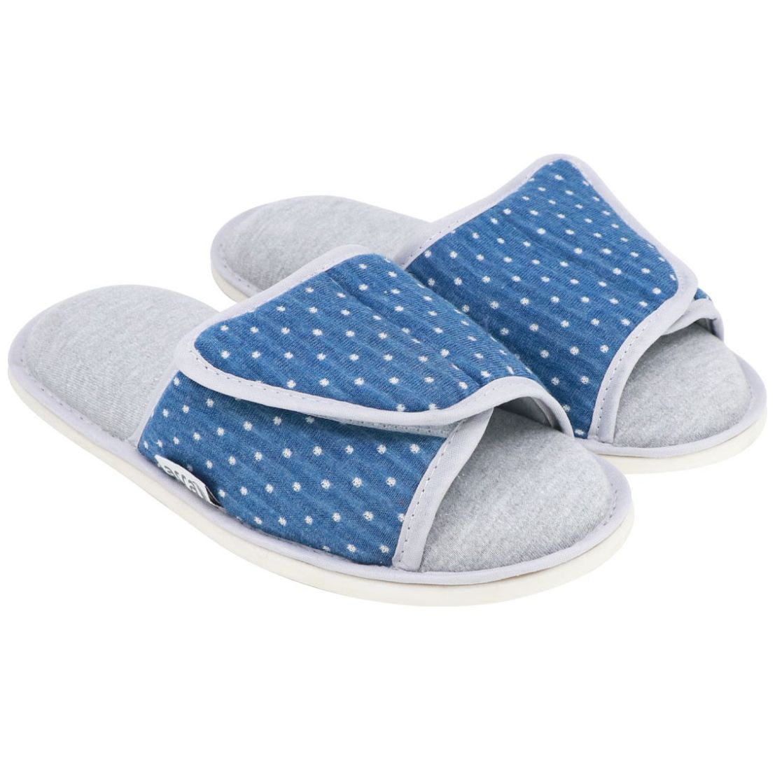 Pantufla Puntos con Velcro Azul Arra