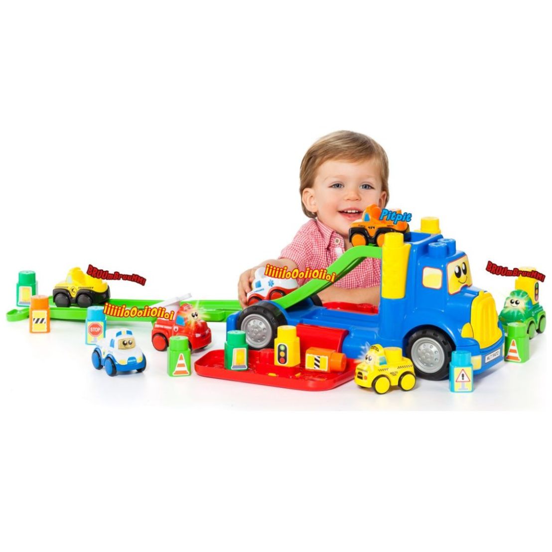 Molto Camión de Transporte 10 Bloques y un Coche Electrónico