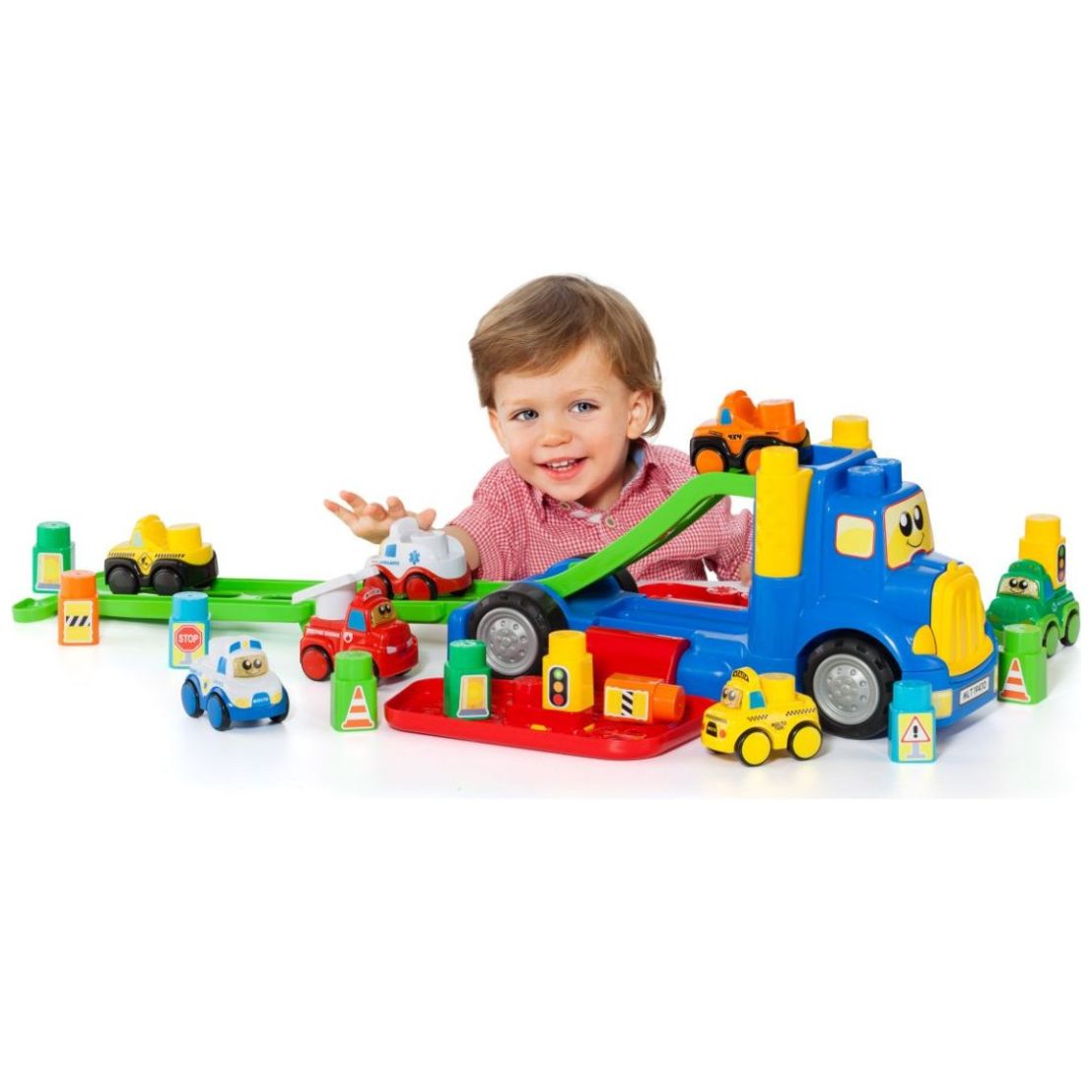 Molto Camión de Transporte 10 Bloques y un Coche Electrónico