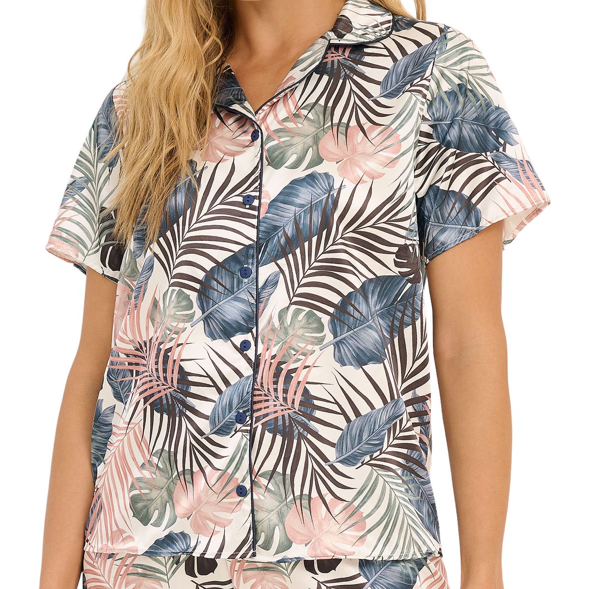 Pijama Playera Y Pantalón Estampado de Hojas Parisien para Mujer