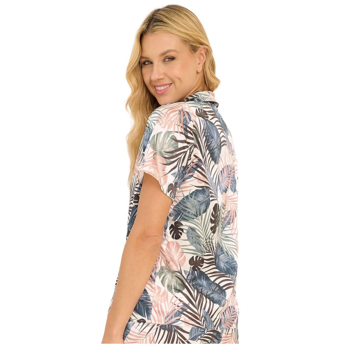 Pijama Playera Y Pantalón Estampado de Hojas Parisien para Mujer