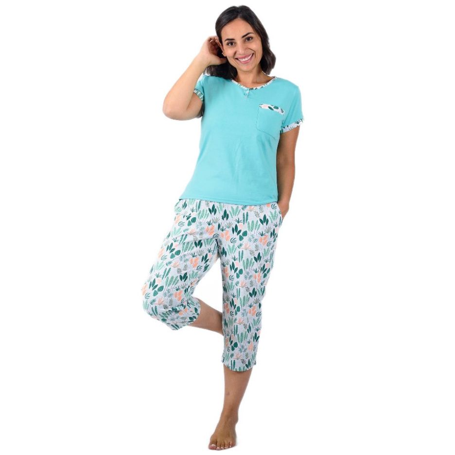Pijama de Manga Corta Y Capri Kayser para Mujer