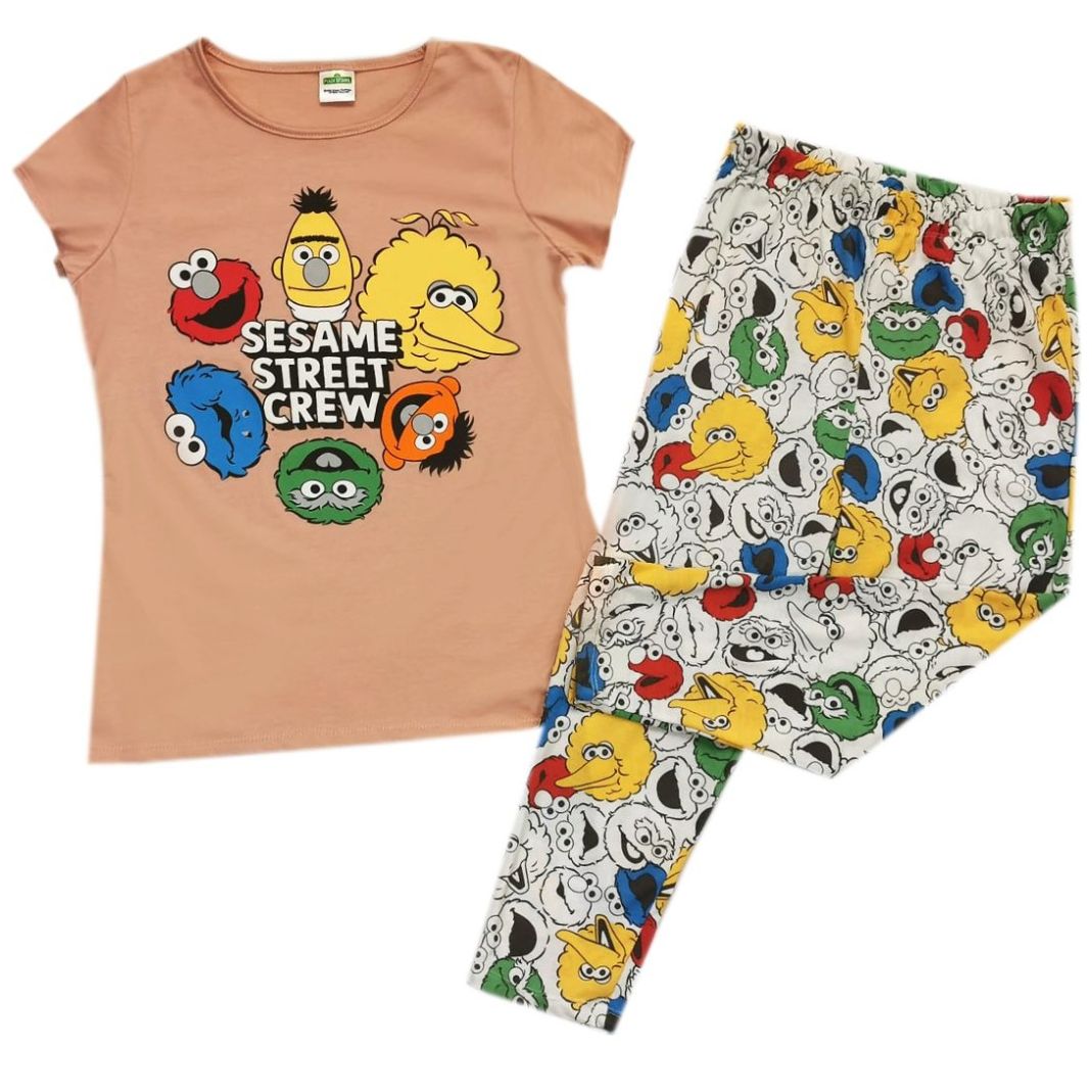 Pijama Manga Corta Y Pantalón Algodón Plaza Sésamo para Mujer