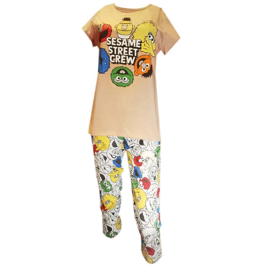 Pijama Manga Corta Y Pantalón Algodón Plaza Sésamo para Mujer