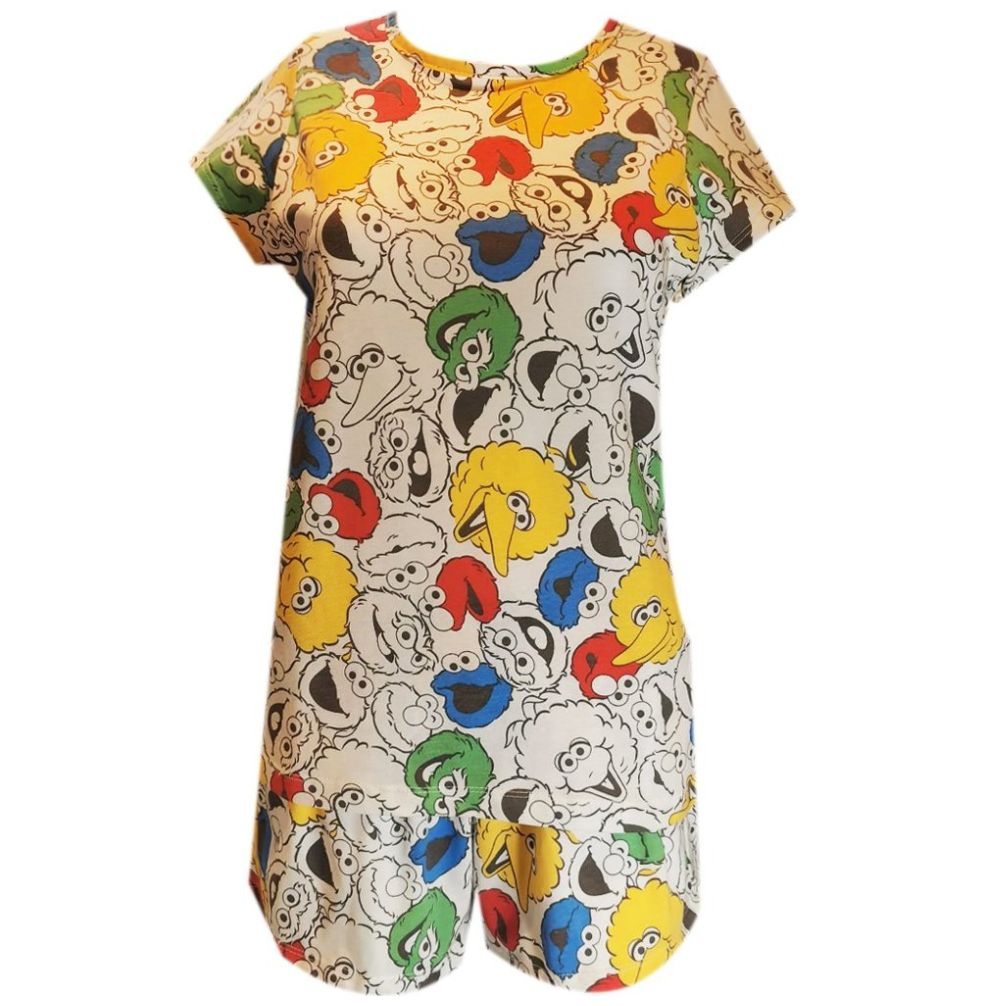 Pijama de Manga Corta Y Short de Algodón Plaza Sésamo para Mujer