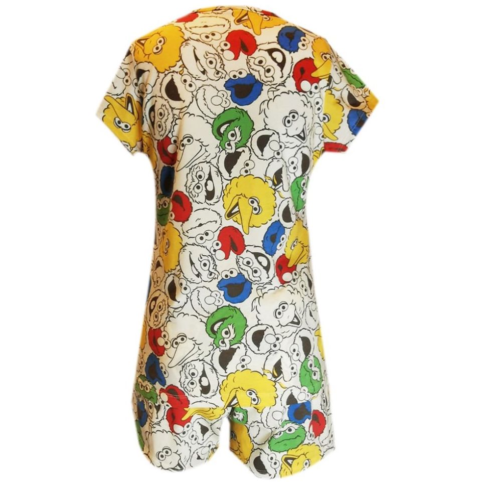 Pijama de Manga Corta Y Short de Algodón Plaza Sésamo para Mujer