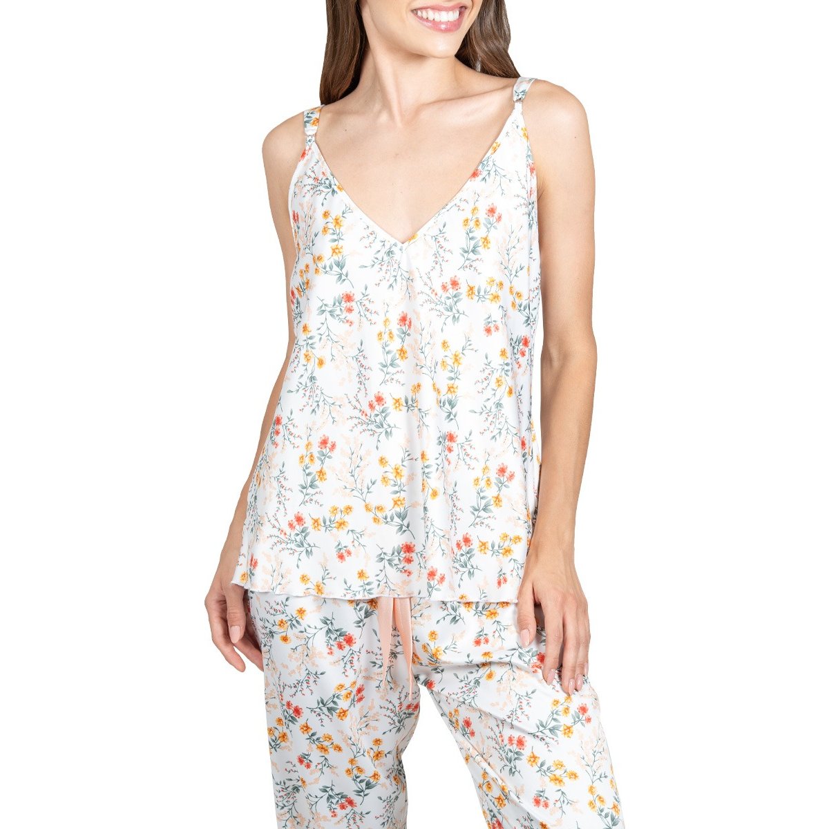 Pijama Tirantes con Capri de Satín Lifestyler para Mujer