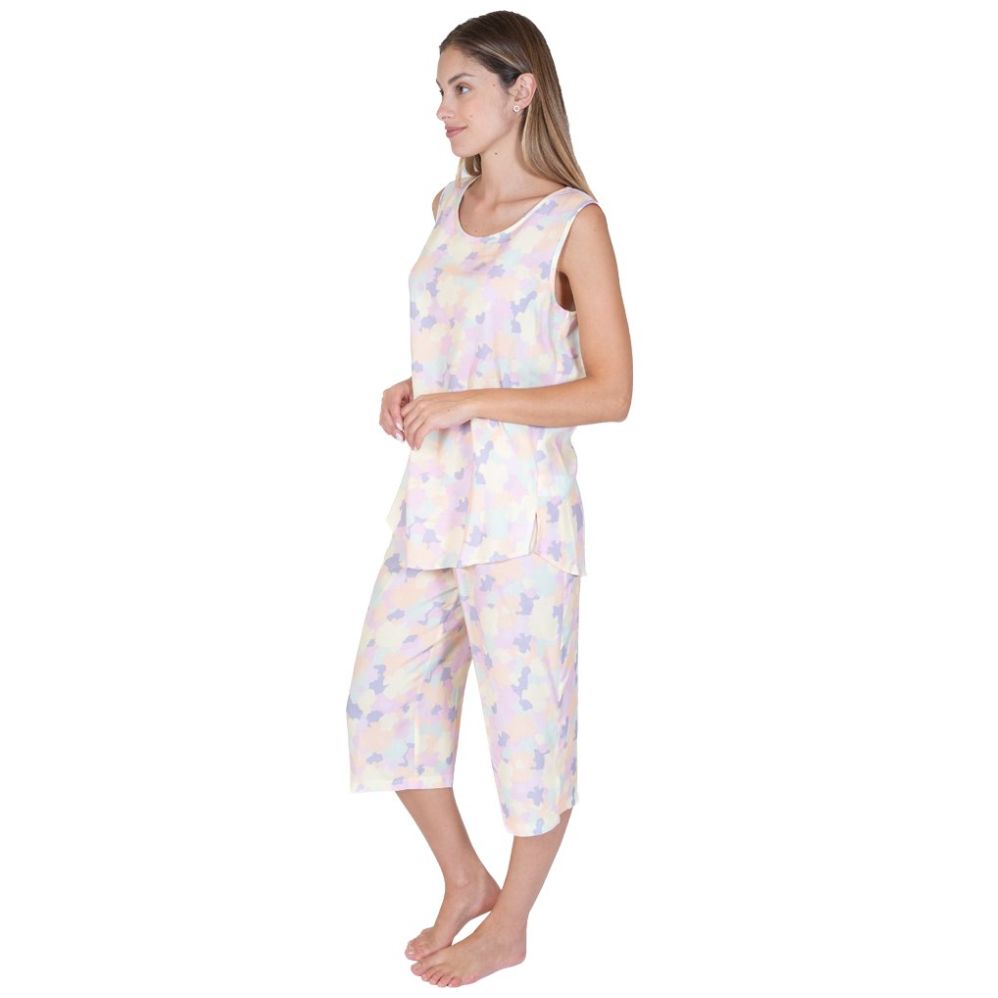 Pijama Sin Mangas Y Capri Creaciones Parisina para Mujer