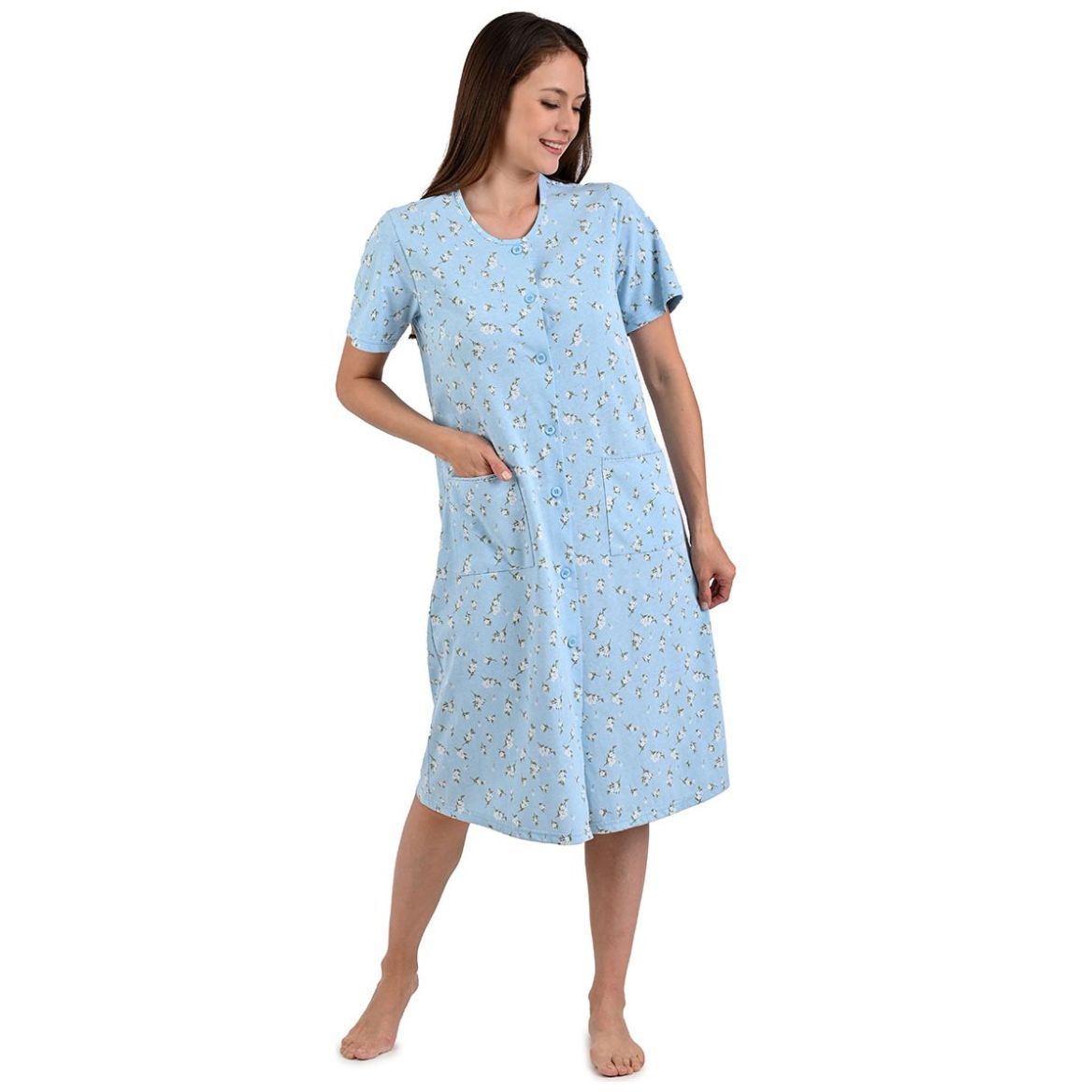 Bata Manga Corta de Algodón Thaiss para Mujer