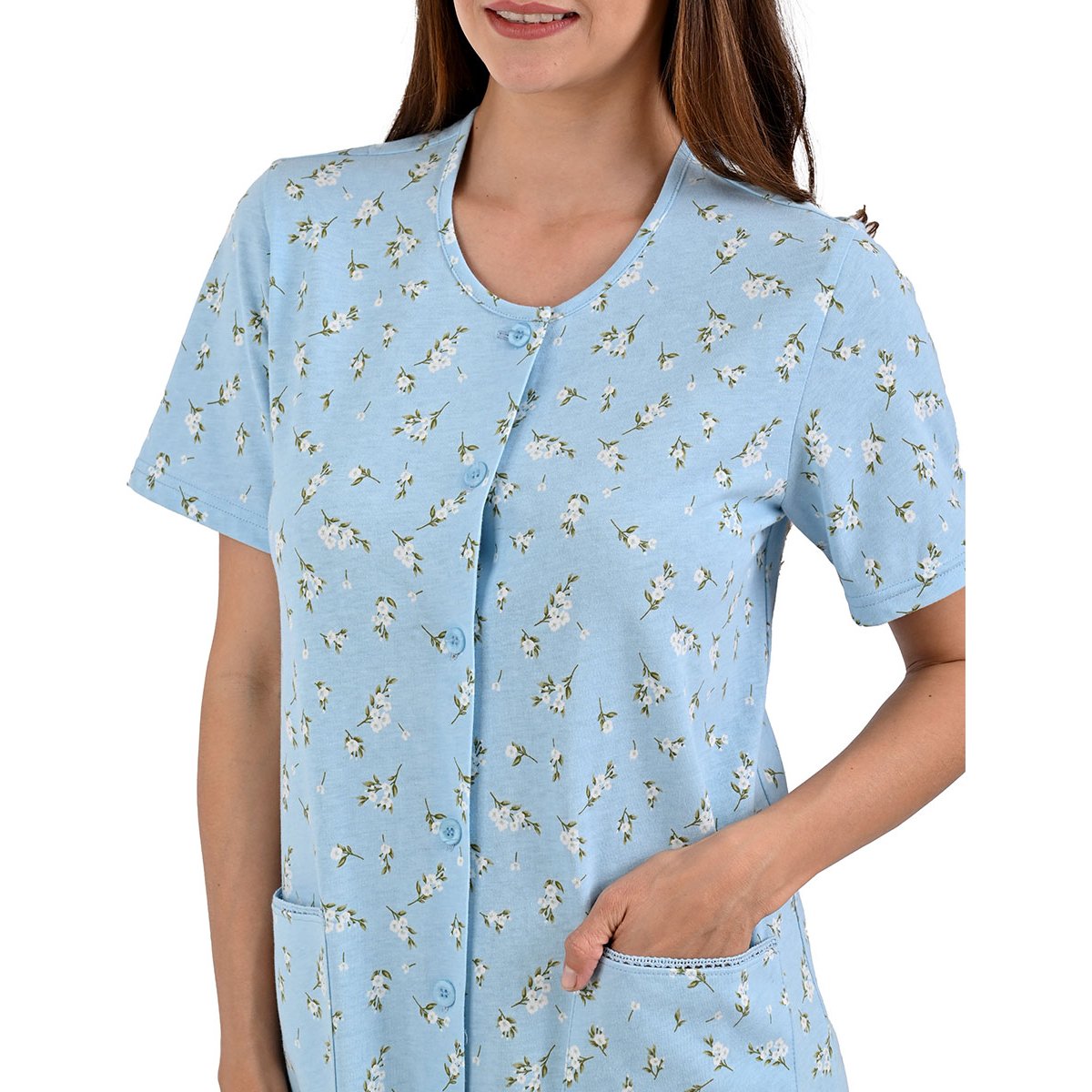 Bata Manga Corta de Algodón Thaiss para Mujer