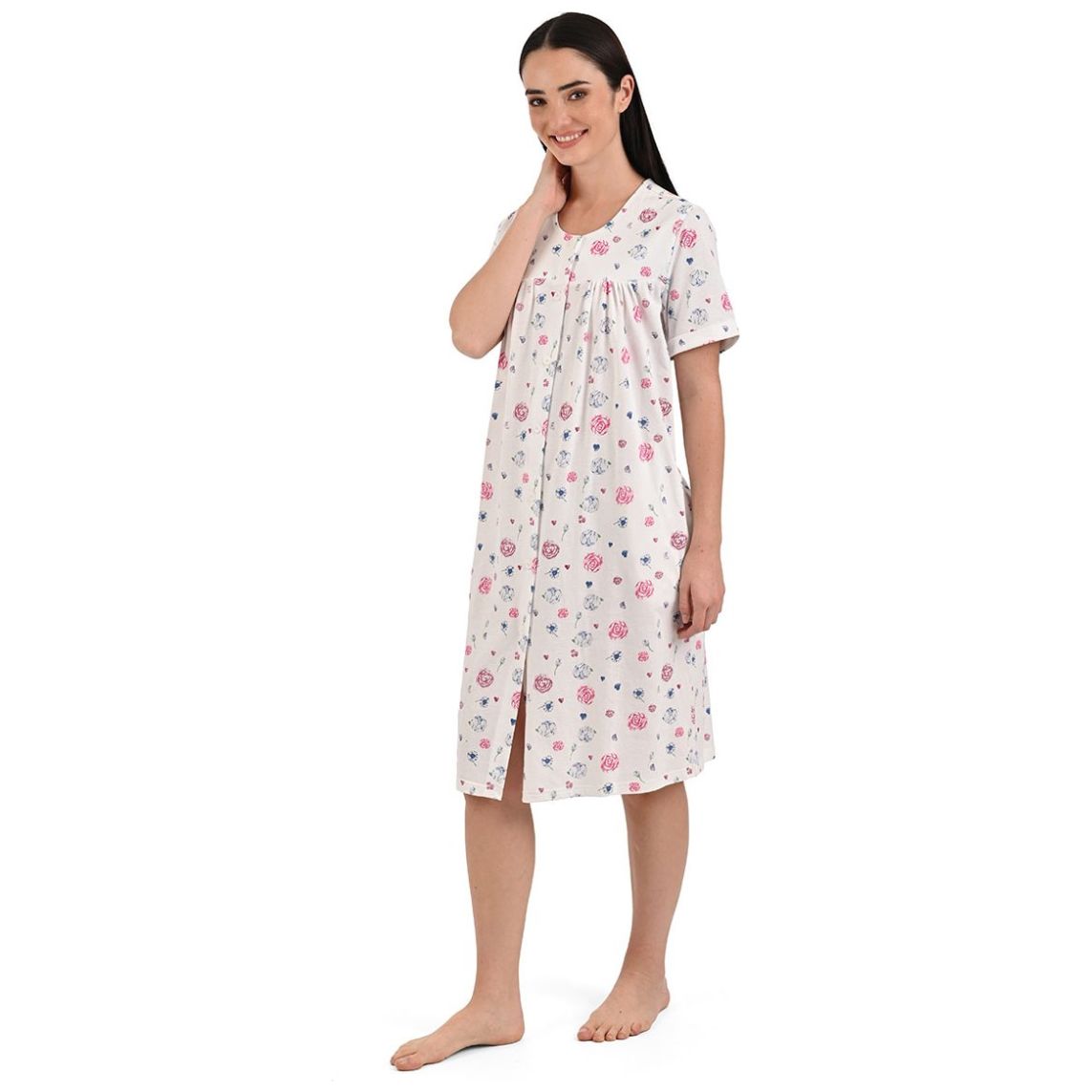 Bata con Manga Corta de Algodón Thaiss para Mujer