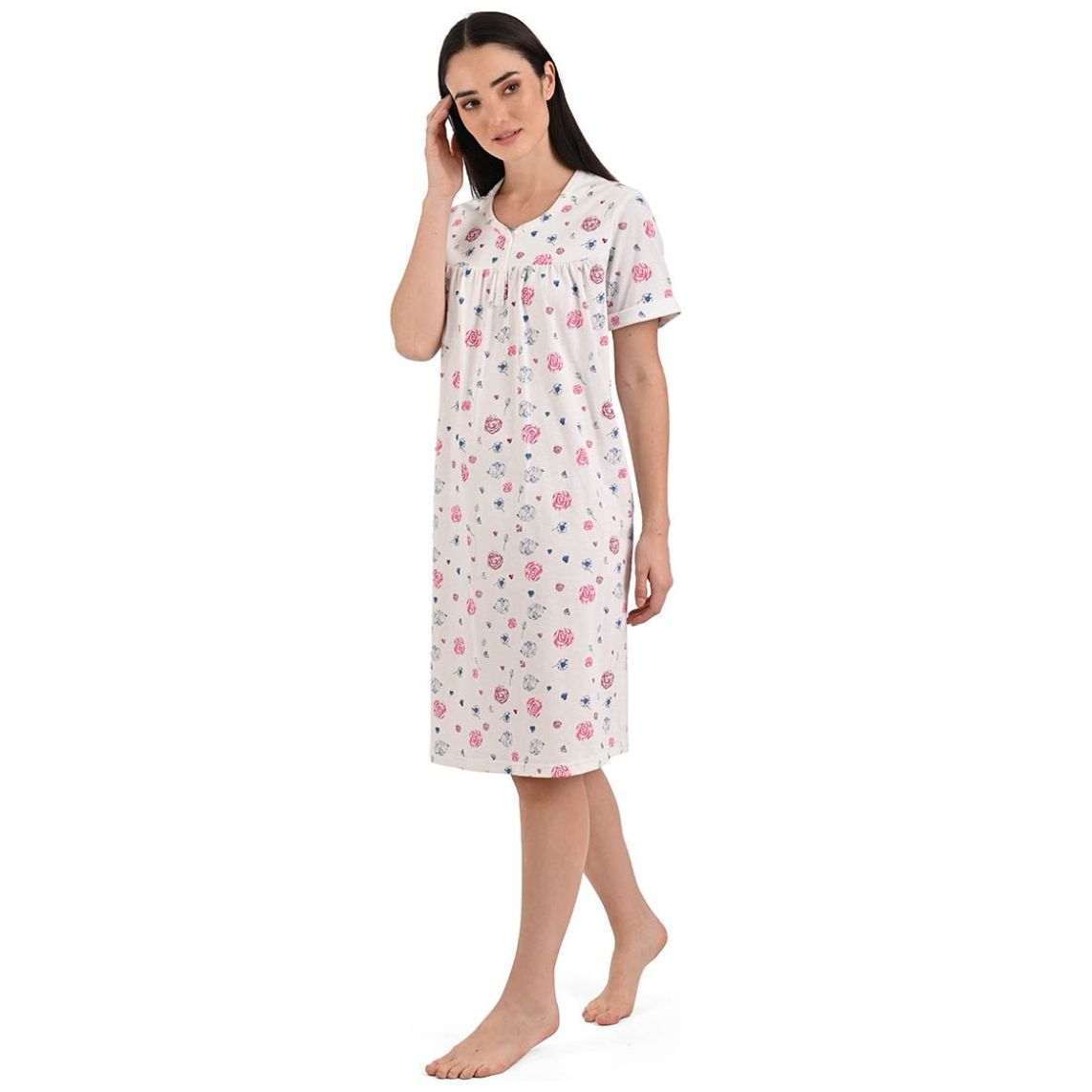 Camisón con Manga Corta de Algodón Thaiss para Mujer