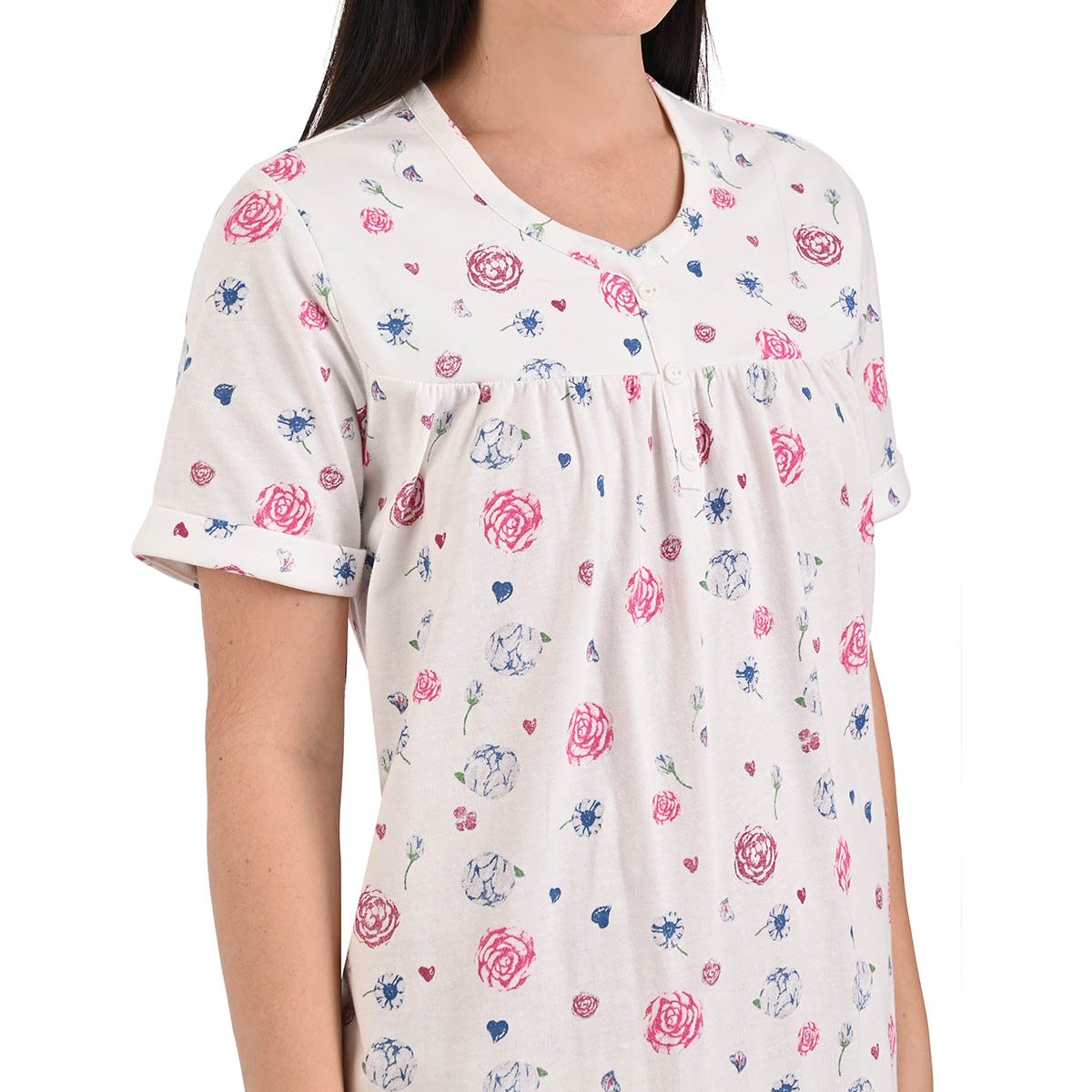 Camisón con Manga Corta de Algodón Thaiss para Mujer