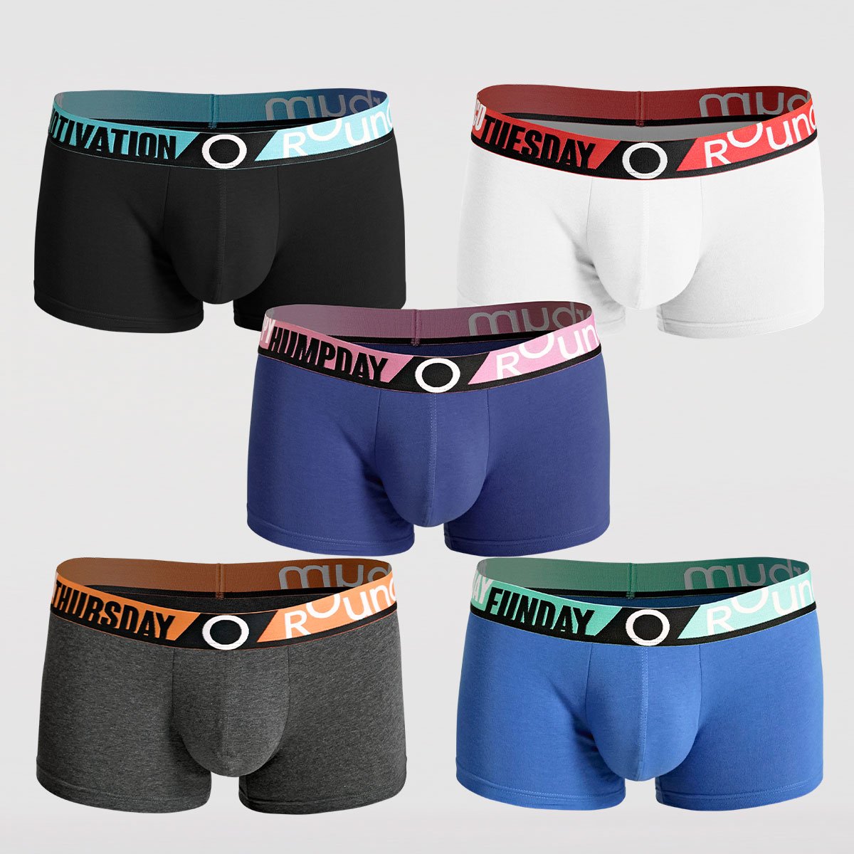 Bóxer Trunk Rounderbum Color Liso para Hombre (5 Pack)