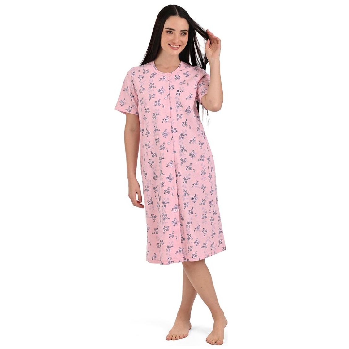 Bata de Manga Corta Algodón Thaiss para Mujer