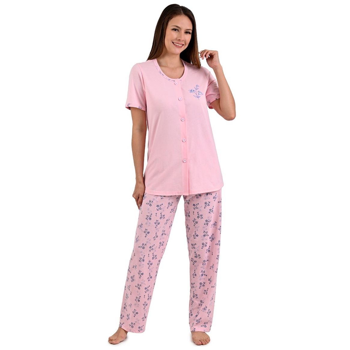 Pijama Manga Corta Y Pantalón de Algodón Thaiss para Mujer