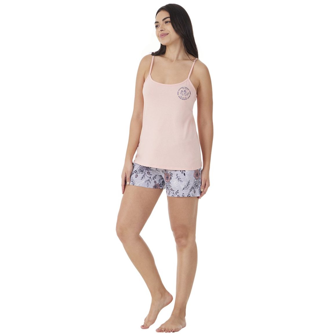 Pijama de Algodón con Tirantes Y Short Tops & Bottoms para Mujer