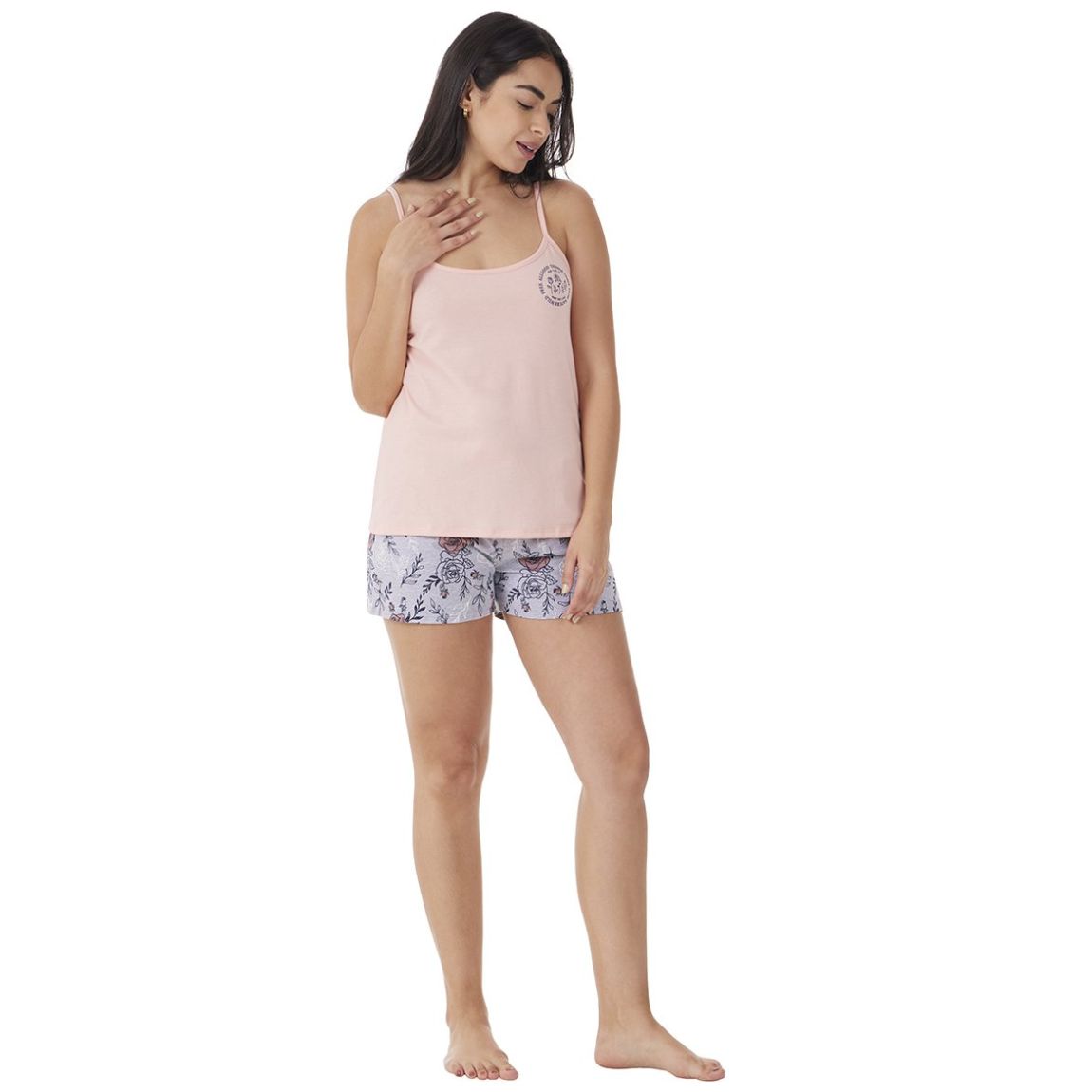 Pijama de Algodón con Tirantes Y Short Tops & Bottoms para Mujer