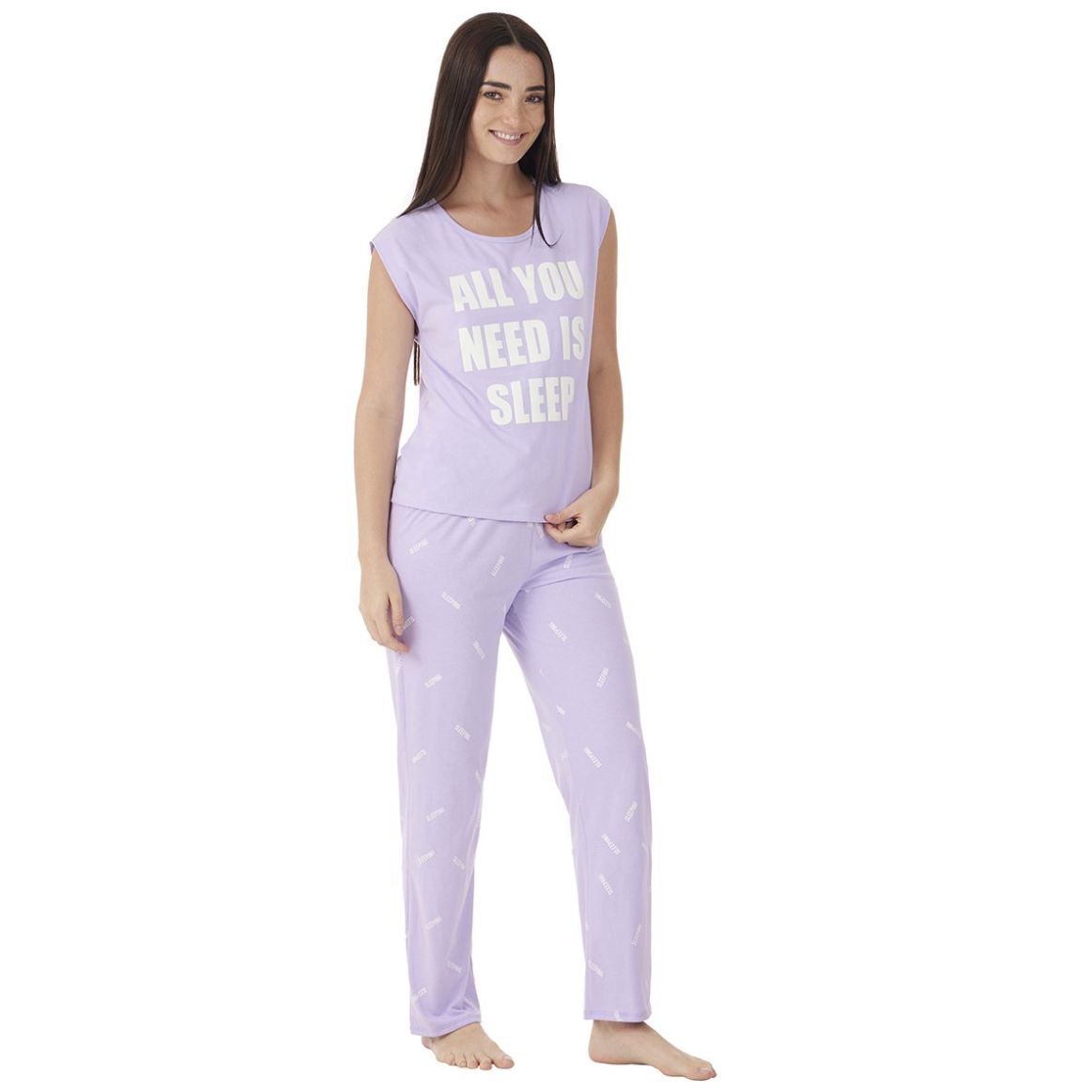Pijama Sin Mangas Y Pantalón de Algodón Tops & Bottoms para Mujer